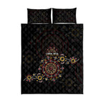 NAIDOC Deadly 50 Years Quilt Bed Set Aboriginal Black Gold Boomerang Art