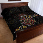 NAIDOC Deadly 50 Years Quilt Bed Set Aboriginal Black Gold Boomerang Art