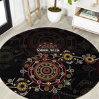 NAIDOC Deadly 50 Years Round Carpet Aboriginal Black Gold Boomerang Art