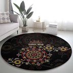 NAIDOC Deadly 50 Years Round Carpet Aboriginal Black Gold Boomerang Art