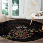 NAIDOC Deadly 50 Years Round Carpet Aboriginal Black Gold Boomerang Art