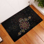 NAIDOC Deadly 50 Years Rubber Doormat Aboriginal Black Gold Boomerang Art