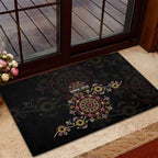 NAIDOC Deadly 50 Years Rubber Doormat Aboriginal Black Gold Boomerang Art