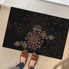 NAIDOC Deadly 50 Years Rubber Doormat Aboriginal Black Gold Boomerang Art