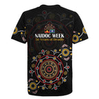 NAIDOC Deadly 50 Years Rugby Jersey Aboriginal Black Gold Boomerang Art