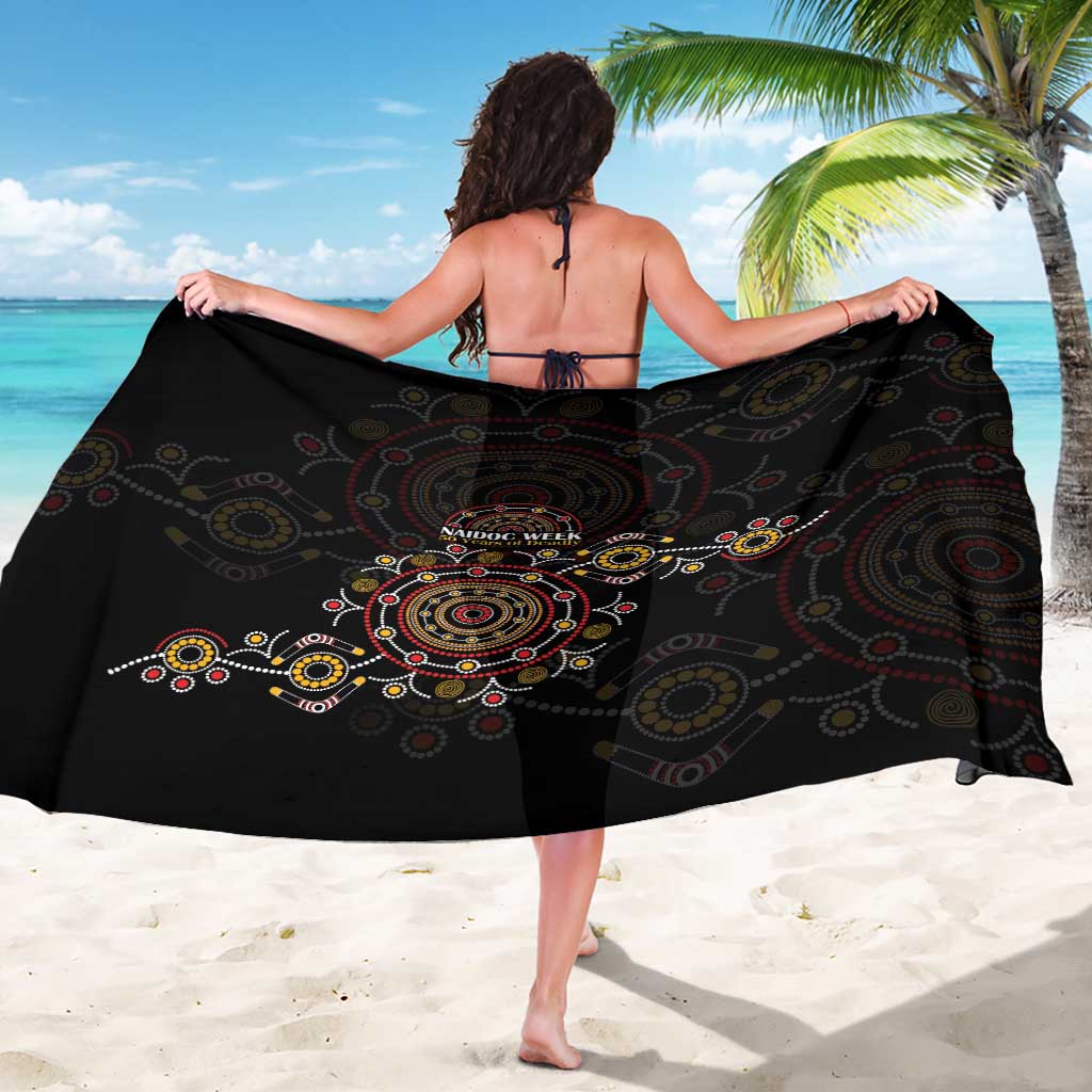 NAIDOC Deadly 50 Years Sarong Aboriginal Black Gold Boomerang Art