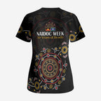 NAIDOC Deadly 50 Years Scrub Top Aboriginal Black Gold Boomerang Art