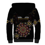 NAIDOC Deadly 50 Years Sherpa Hoodie Aboriginal Black Gold Boomerang Art