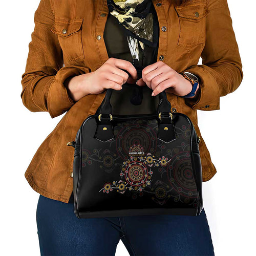 NAIDOC Deadly 50 Years Shoulder Handbag Aboriginal Black Gold Boomerang Art