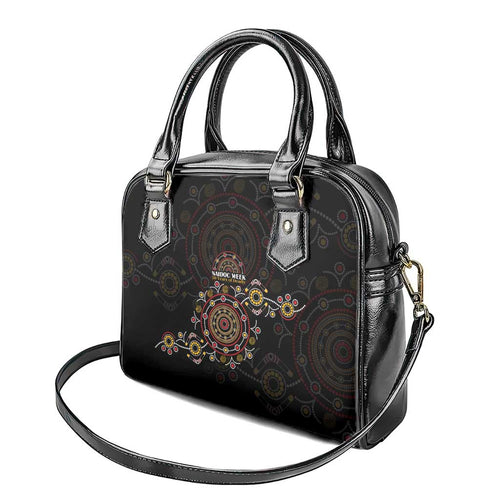 NAIDOC Deadly 50 Years Shoulder Handbag Aboriginal Black Gold Boomerang Art