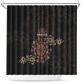NAIDOC Deadly 50 Years Shower Curtain Aboriginal Black Gold Boomerang Art
