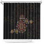 NAIDOC Deadly 50 Years Shower Curtain Aboriginal Black Gold Boomerang Art