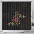 NAIDOC Deadly 50 Years Shower Curtain Aboriginal Black Gold Boomerang Art