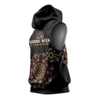 NAIDOC Deadly 50 Years Sleeveless Hoodie Aboriginal Black Gold Boomerang Art
