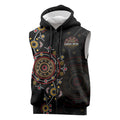 NAIDOC Deadly 50 Years Sleeveless Zip Hoodie Aboriginal Black Gold Boomerang Art