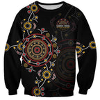 NAIDOC Deadly 50 Years Sweatshirt Aboriginal Black Gold Boomerang Art