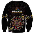 NAIDOC Deadly 50 Years Sweatshirt Aboriginal Black Gold Boomerang Art
