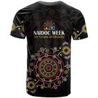 NAIDOC Deadly 50 Years T Shirt Aboriginal Black Gold Boomerang Art