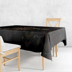 NAIDOC Deadly 50 Years Tablecloth Aboriginal Black Gold Boomerang Art