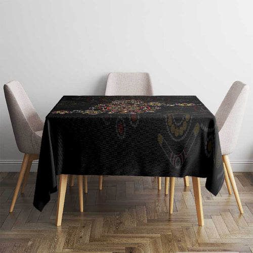 NAIDOC Deadly 50 Years Tablecloth Aboriginal Black Gold Boomerang Art