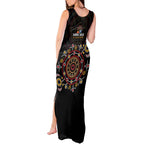 NAIDOC Deadly 50 Years Tank Maxi Dress Aboriginal Black Gold Boomerang Art