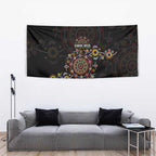 NAIDOC Deadly 50 Years Tapestry Aboriginal Black Gold Boomerang Art