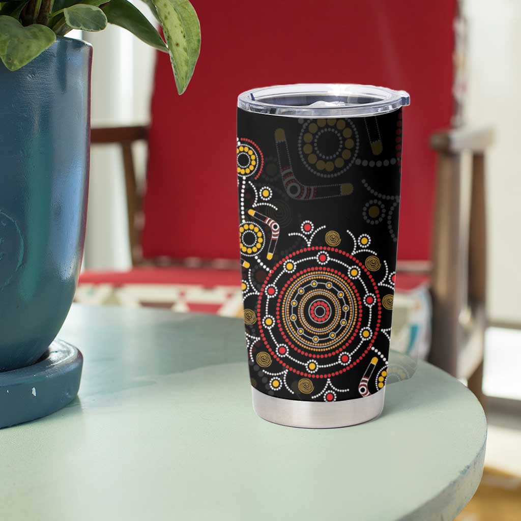NAIDOC Deadly 50 Years Tumbler Cup Aboriginal Black Gold Boomerang Art