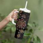 NAIDOC Deadly 50 Years Tumbler With Handle Aboriginal Black Gold Boomerang Art