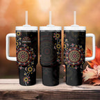 NAIDOC Deadly 50 Years Tumbler With Handle Aboriginal Black Gold Boomerang Art