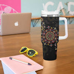 NAIDOC Deadly 50 Years Tumbler With Handle Aboriginal Black Gold Boomerang Art