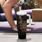 NAIDOC Deadly 50 Years Tumbler With Handle Aboriginal Black Gold Boomerang Art