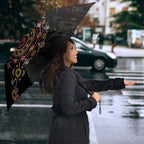 NAIDOC Deadly 50 Years Umbrella Aboriginal Black Gold Boomerang Art