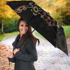 NAIDOC Deadly 50 Years Umbrella Aboriginal Black Gold Boomerang Art
