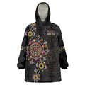 NAIDOC Deadly 50 Years Wearable Blanket Hoodie Aboriginal Black Gold Boomerang Art