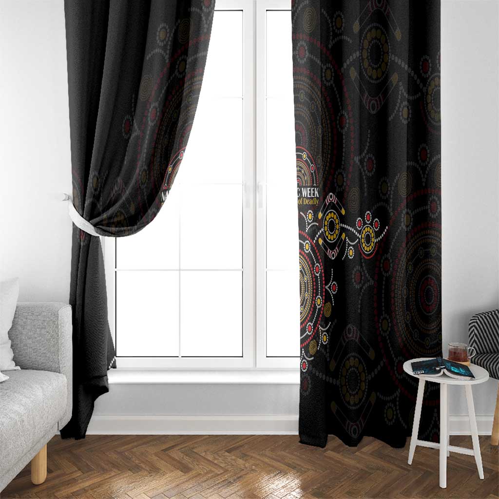 NAIDOC Deadly 50 Years Window Curtain Aboriginal Black Gold Boomerang Art