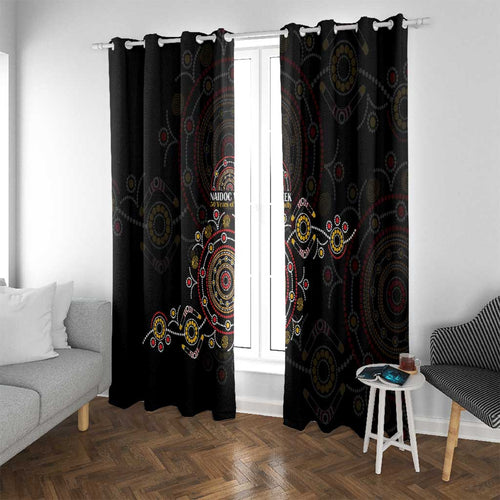 NAIDOC Deadly 50 Years Window Curtain Aboriginal Black Gold Boomerang Art