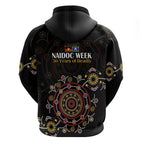 NAIDOC Deadly 50 Years Zip Hoodie Aboriginal Black Gold Boomerang Art