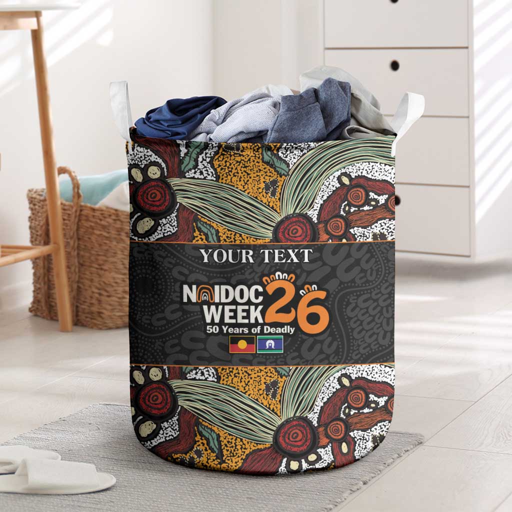 Personalised NAIDOC Deadly 50 Years Laundry Basket Minimalist Aboriginal Art