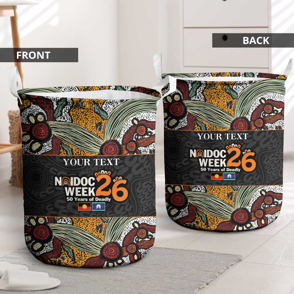 Personalised NAIDOC Deadly 50 Years Laundry Basket Minimalist Aboriginal Art