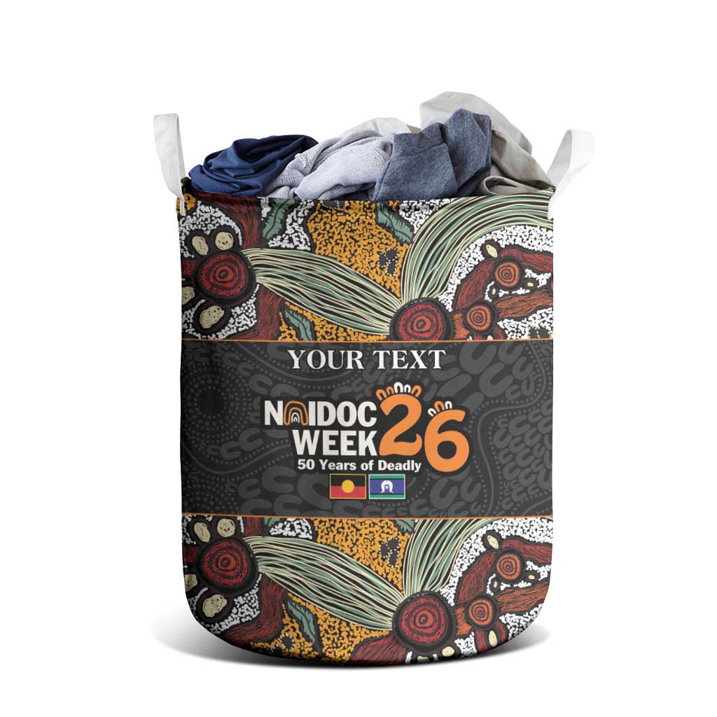 Personalised NAIDOC Deadly 50 Years Laundry Basket Minimalist Aboriginal Art