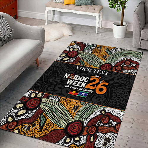 Personalised NAIDOC Deadly 50 Years Area Rug Minimalist Aboriginal Art