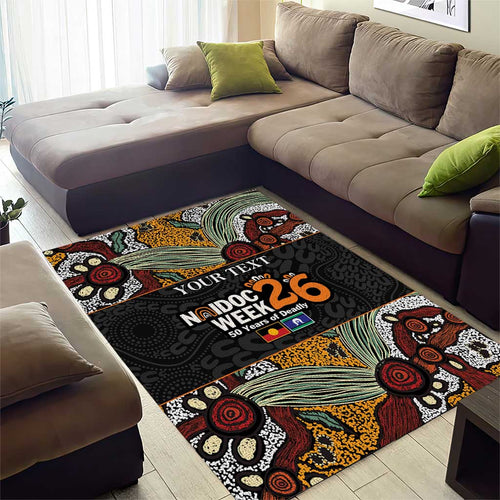 Personalised NAIDOC Deadly 50 Years Area Rug Minimalist Aboriginal Art