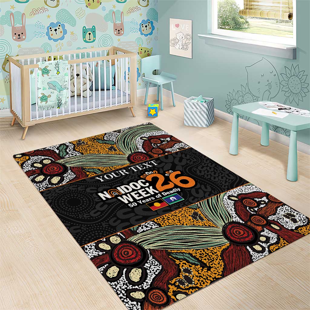 Personalised NAIDOC Deadly 50 Years Area Rug Minimalist Aboriginal Art