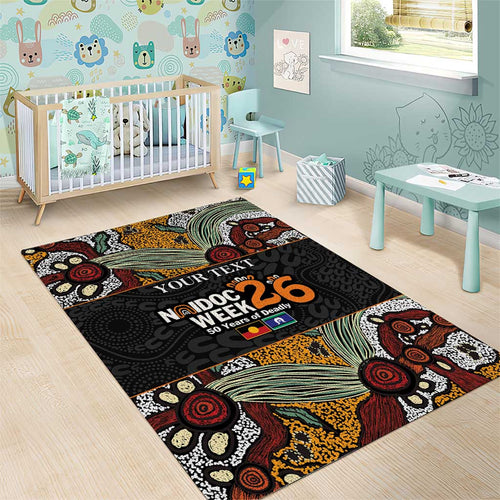 Personalised NAIDOC Deadly 50 Years Area Rug Minimalist Aboriginal Art