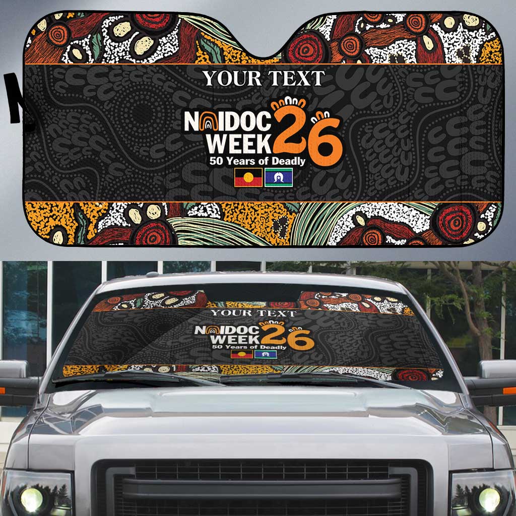 Personalised NAIDOC Deadly 50 Years Auto Sun Shade Minimalist Aboriginal Art