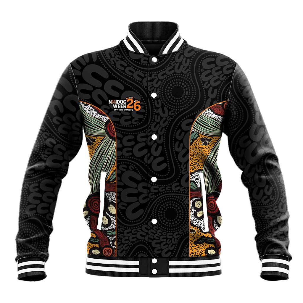Personalised NAIDOC Deadly 50 Years Baseball Jacket Minimalist Aboriginal Art