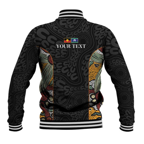 Personalised NAIDOC Deadly 50 Years Baseball Jacket Minimalist Aboriginal Art