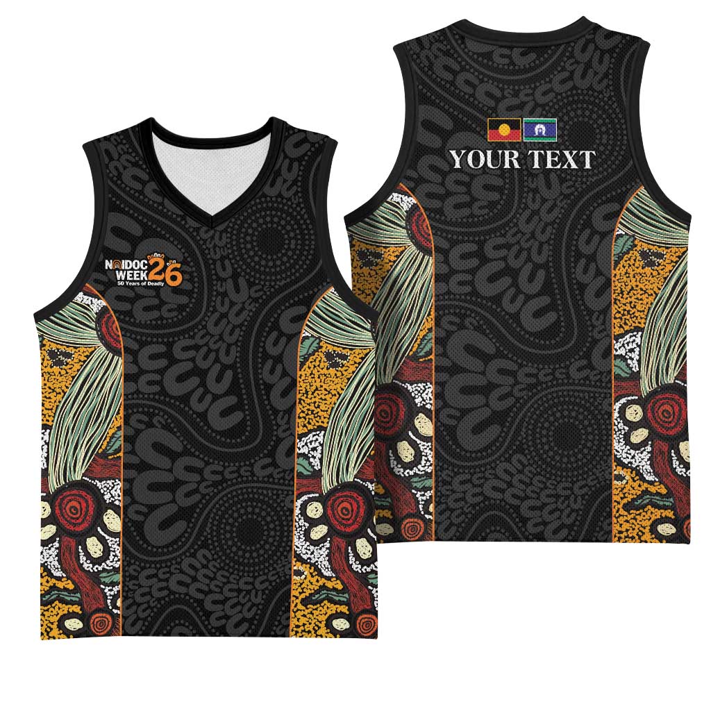 Personalised NAIDOC Deadly 50 Years Basketball Jersey Minimalist Aboriginal Art