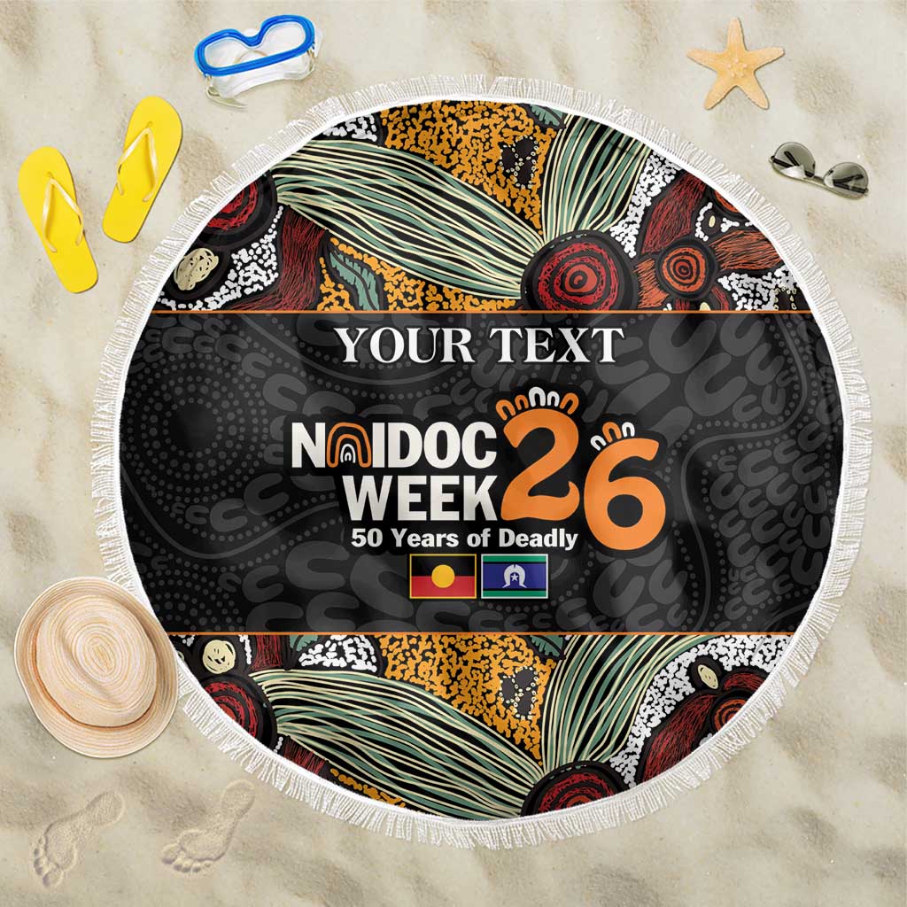 Personalised NAIDOC Deadly 50 Years Beach Blanket Minimalist Aboriginal Art