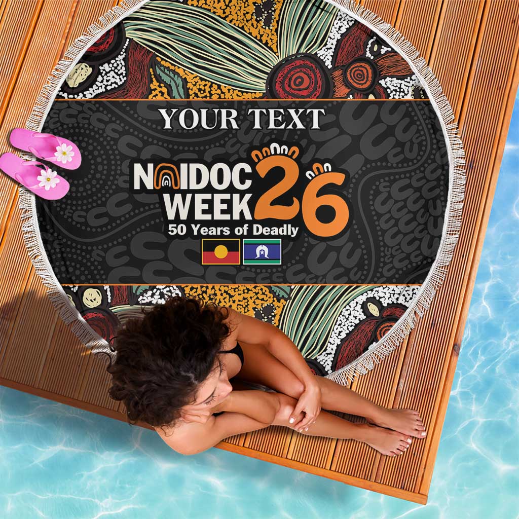 Personalised NAIDOC Deadly 50 Years Beach Blanket Minimalist Aboriginal Art